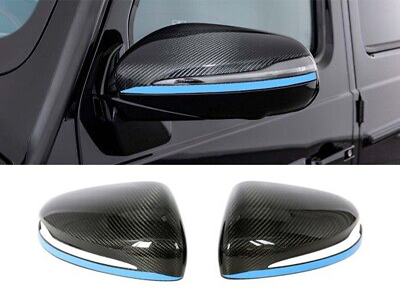 Carbon Fiber Mirror Covers With Blue Stripes for Mercedes-Benz G-Class W463A